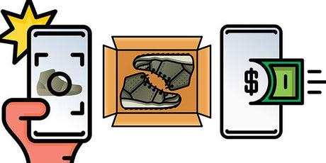 graphic of person taking photo of shoes