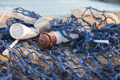 ocean plastics washed up on beach